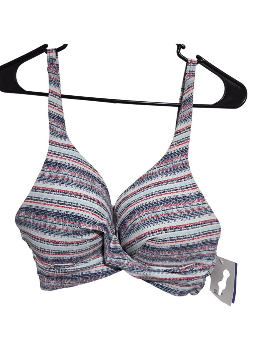 New Directions Striped Push Up Bikini Top Size Medium Shape Support Padded Swim